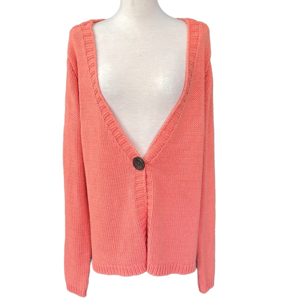 SOFT SURROUNDINGS Chunky Knit Cardigan Sweater Orange Button Front Sz‎ Large